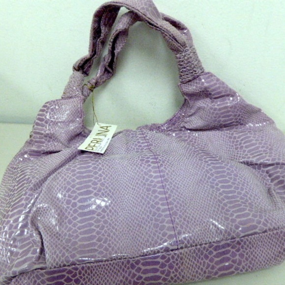PERLINA LAVENDER SNAKESKIN LEATHER large shoulder HOBO BAG NWT - Picture 1 of 8